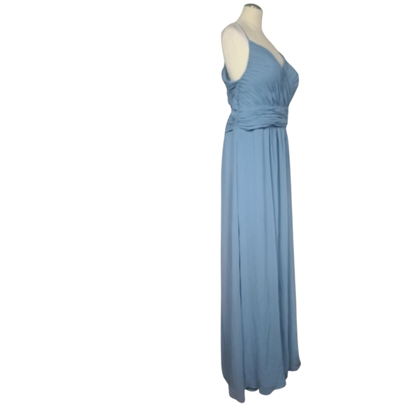 Morilee Madeline Gardner Blue V Neck Maxi Dress 14/16 - Picture 4 of 11